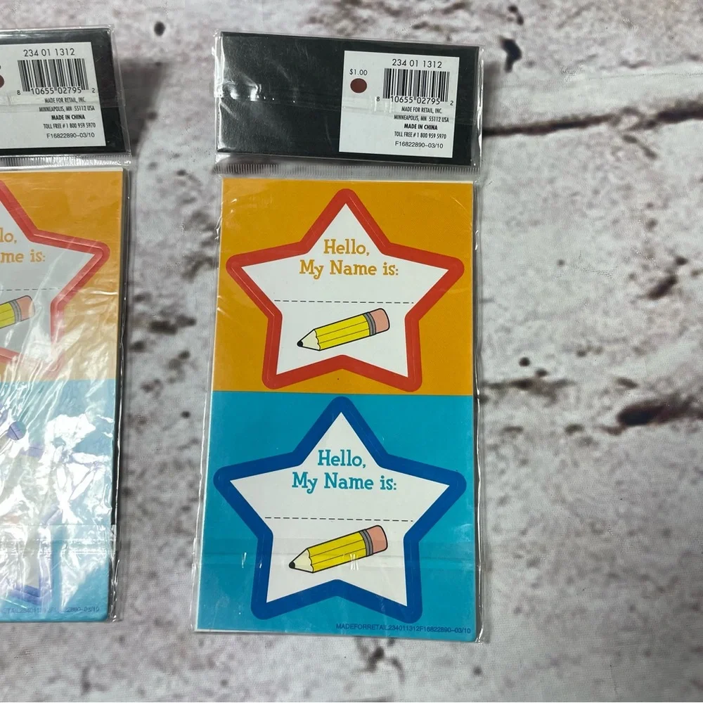 💰5/$20 Lot of 9 Packs of Back to School Sticker Name Tags